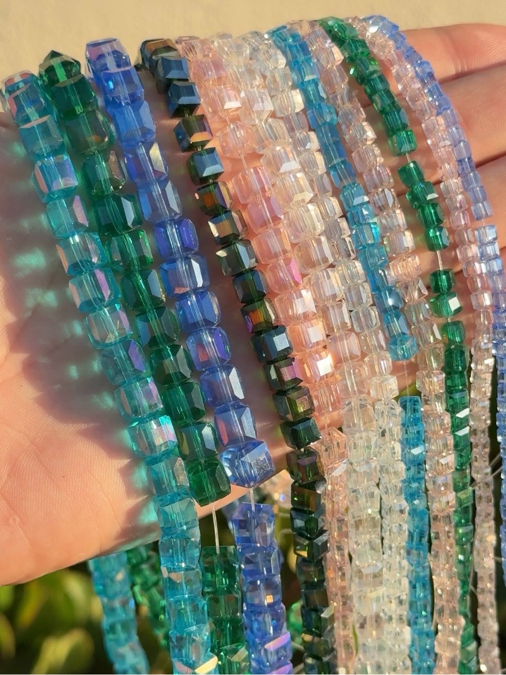 Bulk lot 12 Square Cube AB Beads 95 Bead Strands - Picture 2 of 6